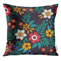 Etničko cvjetno u vintage stilu Cvijeće na crnoj boji šarenog elegantnog za otiske čipke malih bacanja jastučnicu za jastuk