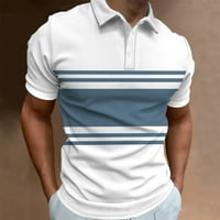 Hanas muške ljetne košulje, kratki rukav V izrez, suhe fit lagane golf majice, modna retro traka Print na otvorenom