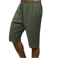 Posteljine kratke hlače za muškarce velike i visoke, muške posteljine kratke hlače Ležerne prilike sa labavim muškim kratkim kratkim kratkim kratkim elastičnim strukom ljetne plaže s džepovima, mens posteljina kratke hlače