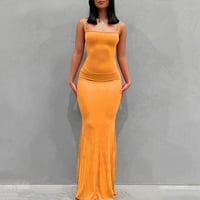 Haljina za žene, modna ženska remen bez rukava bez rukava na otvorenom naranču tanka, narančasta 2xl
