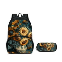 Ispis suncokretovog ulja Podesivi ruksak set sa futrolom za olovku za tinejdžerske djevojke i dječake