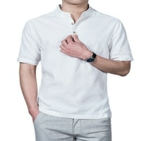 Voguele Muns Ljetni vrhovi Henley vrat bluzi za bluzu Twirts Dnevni trošak Pulover Ležerne majica Bijela 2xl