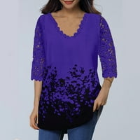 Ženske bluze čipke ženski rukavac V izrez T majica dame cvjetni bluza tunike Plus veličine