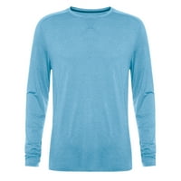 Muška košulja Solid Boja Tanak Top Muški povremeni pulover Okrugli vrat Dugih rukava Majica Blue XL