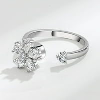 Klizaly prstenovi, sjajan mali dizajn Sense rotirajuće cvjetne prstene za žene otvoreni prsten, majčina dnevna poklona, ​​ženski pokloni, čišćenje