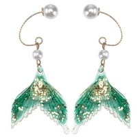Par minđuše sirena modne riblje rep naušnice osjetljivim uhom Creative nakit za uho Jednostavno uho Dangler za ženu (plava)