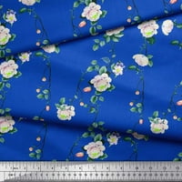 Soimoi Rayon Crepe lišće tkanine i peony cvjetni otisci tkanine sa dvorištem širom