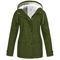Tking Modne žene Solidna boja plišana zadebljana jakna na otvorenom plus veličine kapuljača za kaputinu, m