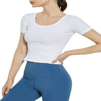 Žene Osnovne usjeve kratkih rukava vrhunskog vrata Slim Fit Ležerne vježbe Trčanje majice