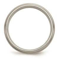 Titanium rešeni rub sterling srebrna-inlay mat brušena završna obrada vjenčana vest prstena veličine 8