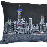 Homeroots in. Shanghai Noćni stil lumbalni ukrasni jastuk, crna i siva