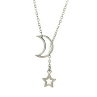Ženski moon zvijezda Privjesak sa ogrlica od zlatnog srebrnog dugog lanca Jednostavan nakit