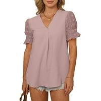 Majice za žene Trendy, ženski rufffle kratki rukav V izrez šifonske bluze vrhovi ljetne casual labave majice vrhunske tee