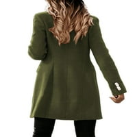 Bomotoo dame Odjeća od pune boje Jakna Cardigan Overcoats Plavo kaputi Zima topla vuna graška kaput vojska zelena 2xl