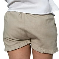 Beiwei Dame Ležerne prilike visokog struka Skraćene kratke hlače Čvrsta boja Mini pantnima ženske elastične struke praznika kratkih hlača