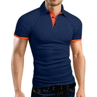 Tking modna muška košulja Golf košulja Casual Sports V izrez rebrani ovratnik kratki rukav modni casual pune boje obične proljeće i ljetne vatrene majice za muškarce