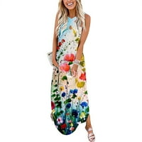 Yanhoo Ženske kratki rukav labavi obični Ležerne duge haljine cvjetno cvjetno plaža boho maxi haljina