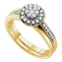 14k žuto zlato okruglo Diamond Bridal Set za vjenčanje CTTW
