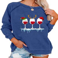 Ženska plus veličine Božićne tiskane labave posade Crt Crt Ležerne prilike, Ležerni pulover