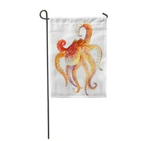 Akvarel Crvena hobotnica umjetno stvorenje Slatka ukusna hrana sretna zastava za zastavu u bašti za zastavu