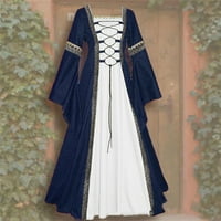 Plus veličina haljina, ženska modna patchwork casual vintage dne duljine gotičke kozme haljine duga maxi haljina mornarice xxxxxl