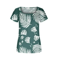 Ženske modne košulje Pleat Flowy odjeća za djevojke Vintage cvjetni print vrhovi latica rukav tees control bluze trkački vrat majica zelena xl