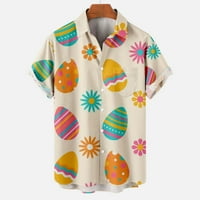 Muški slatko uskršnje jaje za ispis Odmor na majicama V izrez kratki rukav Tors Regular Fit Tshirts Casual Labave Tees 3D bluza za ispis Ljetni ponude Žuti XXXL