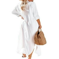 Luxplum dame maxi haljine spuštaju ljetno plaža sandress haljina dugih rukava haljina labava zabava bijela 3xl