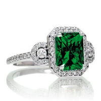 Carat 7x smaragdni rez halo moissanite dijamantni prsten na 10k bijelo zlato