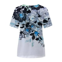 Taotanxi ženske modne vrhove printe casual labavo Fit Tee majice Bluza Ispis okrugle majice na ruci Žene ljetne vrhove