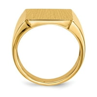 14k žuto zlatni prsten bend Signet 15,5x otvorena leđa muške, veličine 6
