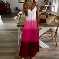 Scyoekwg Ljetne haljine za žensko odobrenje plus veličina haljina labava V izrez Camis haljina polka točkice casual haljine bez rukava modne duge haljine vruće ružičaste xl