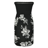 Haljine za žene Boemsko stil bez rukava bez rukava bez rukava, cvjetni ispis ljetnih haljina, crna m