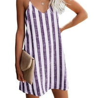 Phonesoap Ženska modna labava prugasta Kamizola V-izrez Lagana haljina Purple XXL