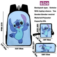 Stitch veliki ruksak + torba za ručak + kućište za olovke, 3D crtani ruksak za dječake i djevojke