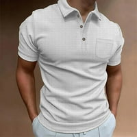 Inveife muške majice plus veličina Muška povremena pulover Solid Culldown Modni gumb s kratkim rukavima bluza