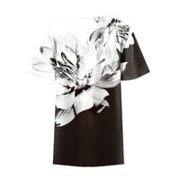 Ženski vrhovi ženske modne tiskane casual kratkih rukava šifon košulja V izrez labave majice na vrhu bijele l