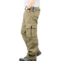 Tawop Muškarci Teretne hlače Muške teretne pantalone Slim Multi džepne ravne pantalone na otvorenom Sportske kombinezone hlače žute 8