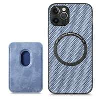 Mantto Odvojivi džepni kafić za kartice za iPhone Pro, kompatibilan sa magsafe punjenjem, vrhunska vlaknasta tekstura PU kožna kutija za udarcu protiv ogrebotine, plava