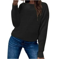 Simplmasygeni Clearence Trendi džemperi dugih rukava za žene plus veličine Ženska modna jesen i zimski ležerni okrugli vrat dugih rukava punog džemper-džemper na vrhu bluza