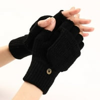 Par zadebljani vjetar jesen zima izloženi ruka od pola prsta rukavice na dodirnim zaslonom tople rukavice za pletenje Mitten crna