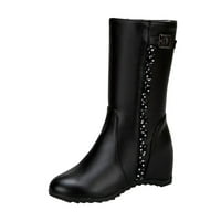 Ketyyh-Chn čizme za žene povlačenje na koljenu High Boots zimski ravni modni čizme Cipele Black, 38