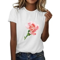 FSqjgq Womens Plus veličine T-majice Kratki rukav Crewneck majica za žene labave ljetne vrhove casual bluza wh s
