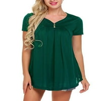 Avamo Žene Ljeto Osnovna majica Casual Solid Color Dugme V-izrez Modna labava Shopping Party Holiday Bluza