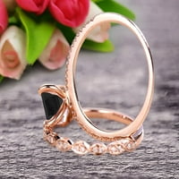 Emerald Cut Carat Black Diamond Moissite Angažman prsten na 10k Rose Gold Wedding Set Bridal Set Art Deco Poklon za nju