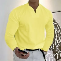 Ležerna bluza Prodajni čišćenje muškaraca Ležerna košulja Čvrsti dugi rukav V-izrez za pulover V-izrez