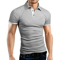 Muška golf košulja Casual Sports V izrez rebrasti ovratnik kratki rukav modni casual solid boja obični proljeće i ljeto obična fit siva m