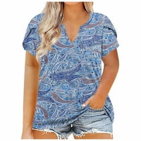 Ženska Plus size Ljetna majica V-izrez s kratkim rukavima od tiskanih bluza od labavih bluza Tuntovi 2xl