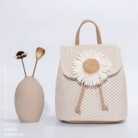 Loygkgas ruksak od slame za žene žene Ljeto plaža cvijeće putničke školske torbe
