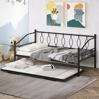 Hassch moderna dvostruka veličine dnevna kreveta s podesivim spojnicama za spavaću sobu, crna